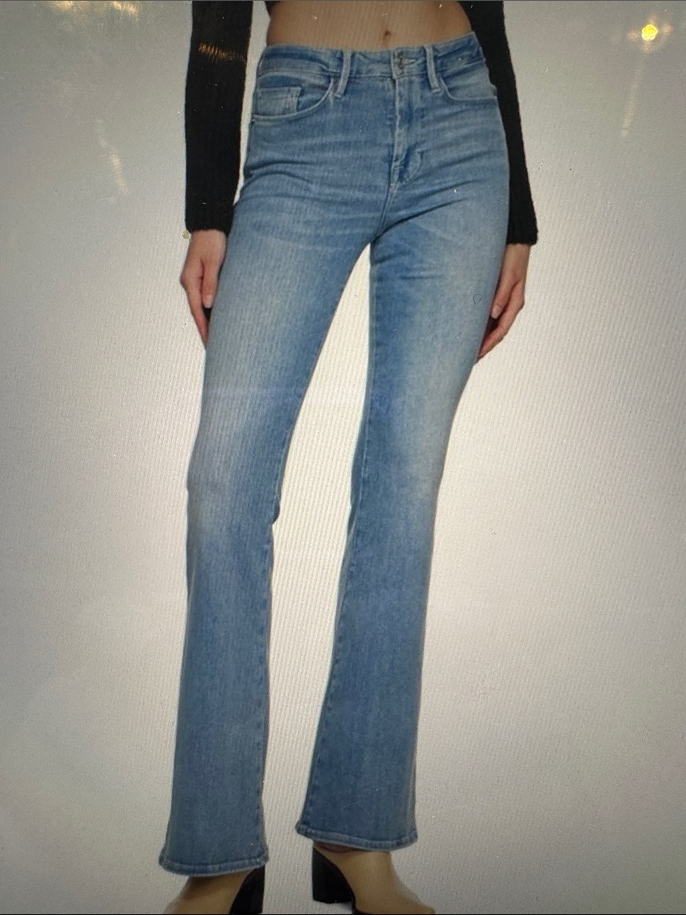 New Frame Le One Denim Medium Blue Flare Jeans - Women's High Rise Wide Leg